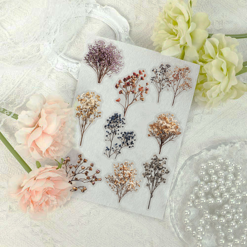 Baby Breath Dried - 50 Buah Stiker Bahan PET Transparan