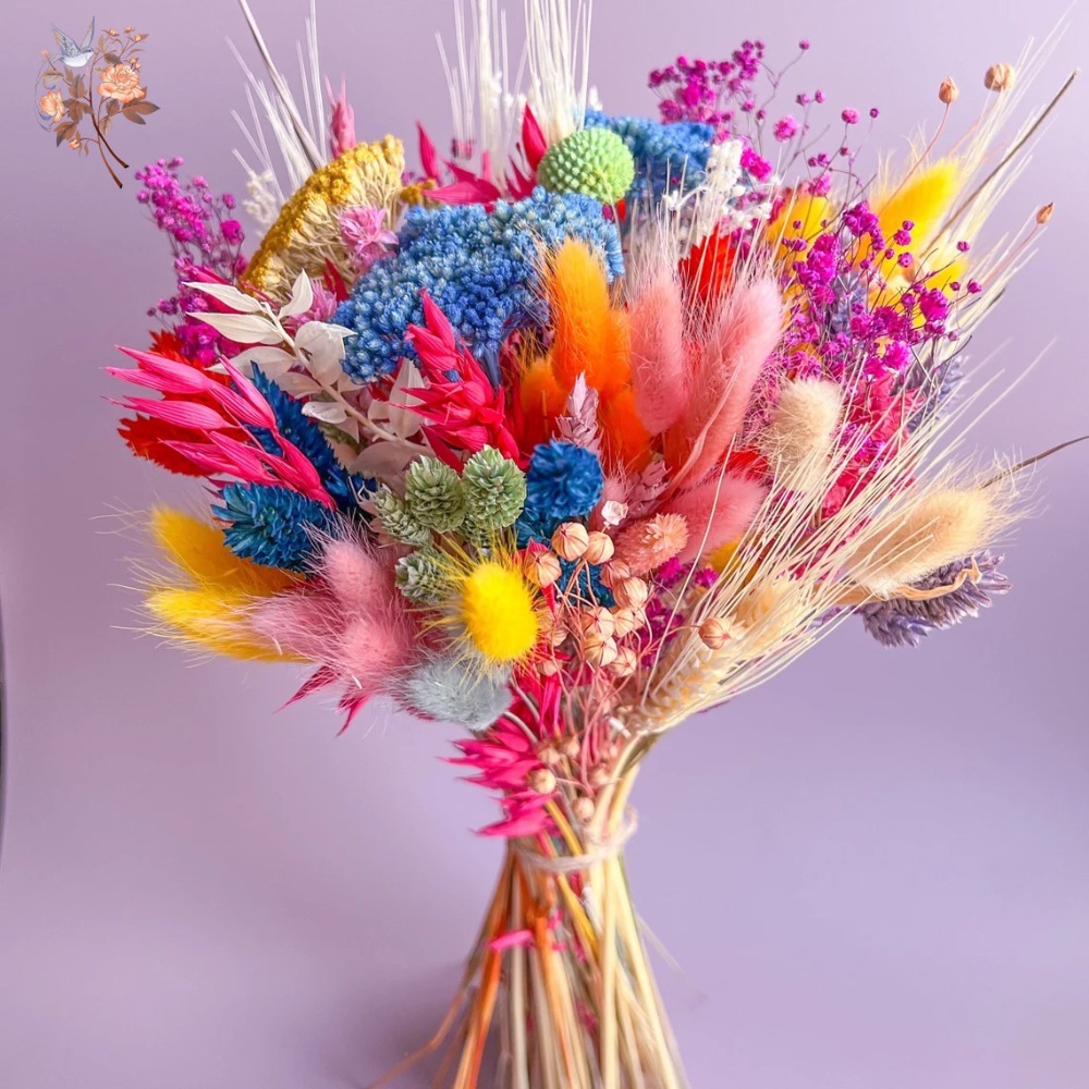 Baby Breath Dried - Buket Bunga Pengantin Kering Berwarna-warni untuk