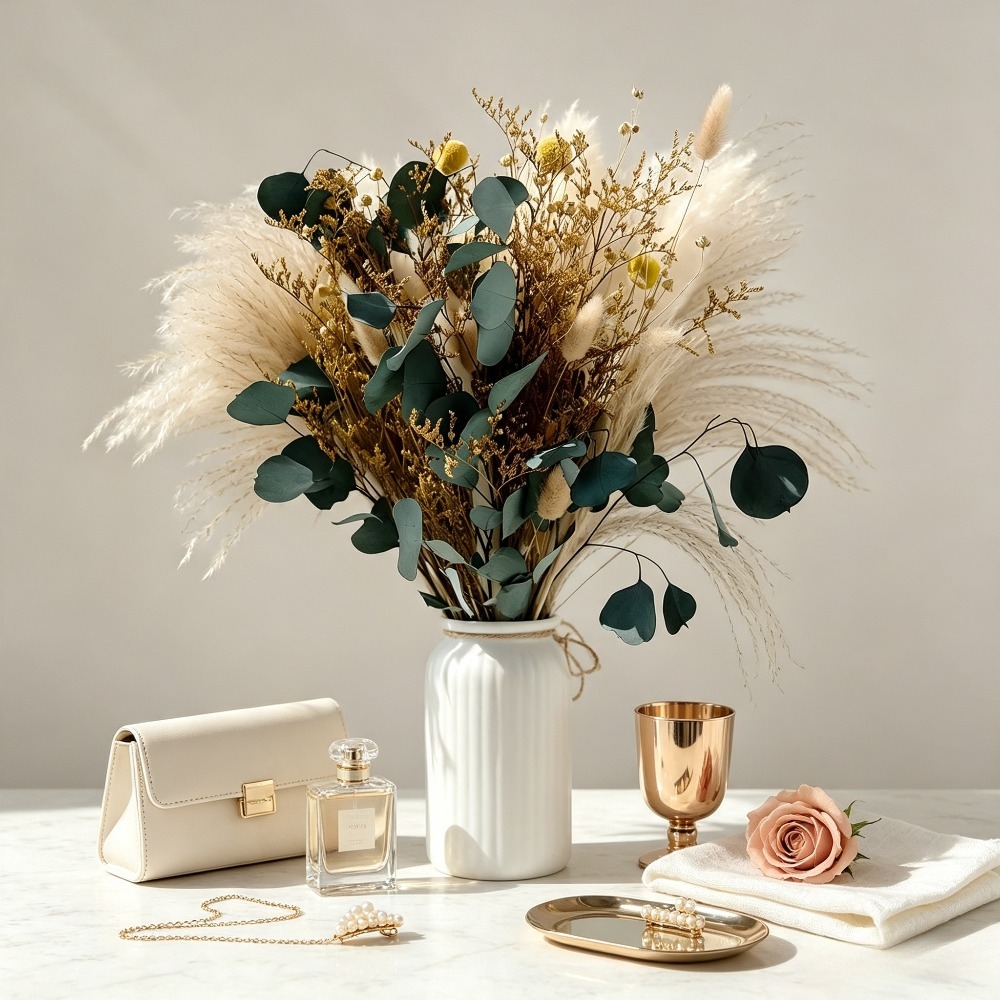 Buket Rumput Pampas Kering Ala - Eucalyptus Preserved ulasan dan harga